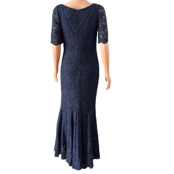 DECODE 1.8 Navy Lace Glitter Gown Size 8 - Picture 4 of 15